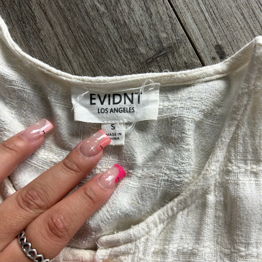 Evidnt L. A. Cream Linen Button Up Shirt‎ Dress - Picture 2 of 6